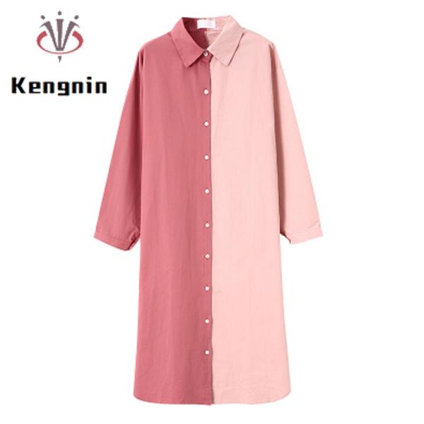 casual dresses loose large size 4xl women shirt 2021 autumn long sleeve female robe dress office lady work patchwork vestidos ke1695, Black;gray 
casual dresses loose large size 4xl women shirt 2021 autumn long sleeve female robe dress office lady work patchwork vestidos ke1695, Black;gray