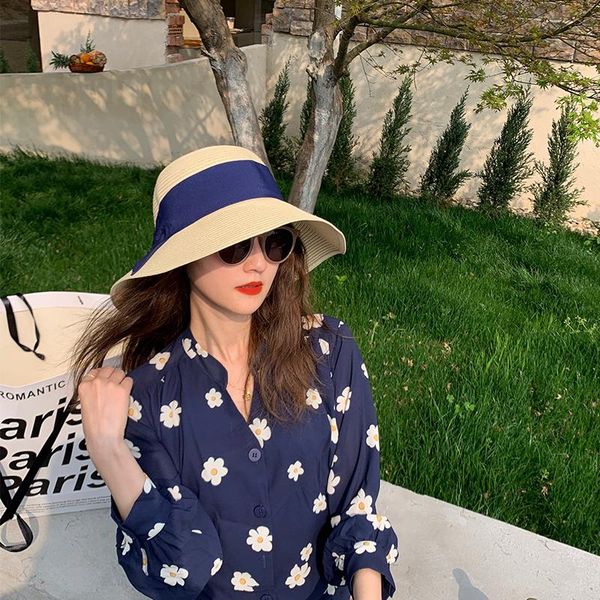 summer collapsible anti-ultraviolet korean version bow straw hat big eave shading face elegant beach sun hats for women wide brim, Blue;gray
summer collapsible anti-ultraviolet korean version bow straw hat big eave shading face elegant beach sun hats for women wide brim, Blue;gray