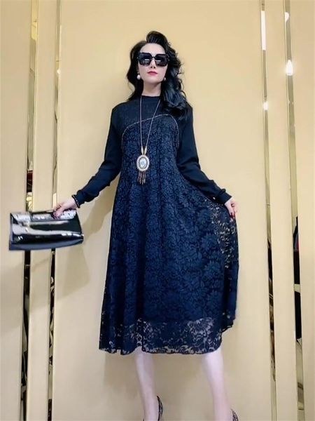 casual dresses special sale 2021 autumn style lace color matching elegant fashion long plus size dress vestidos party dresse women evening, Black;gray
casual dresses special sale 2021 autumn style lace color matching elegant fashion long plus size dress vestidos party dresse women evening, Black;gray