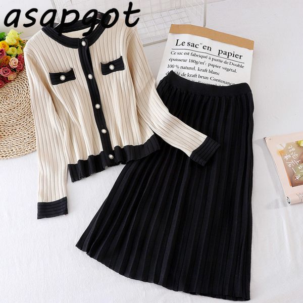 retro office lady 2piece sets spring fragrant knit sweater o neck cardigan coat solid elastic high waist pleated skirts 210429, White
retro office lady 2piece sets spring fragrant knit sweater o neck cardigan coat solid elastic high waist pleated skirts 210429, White
