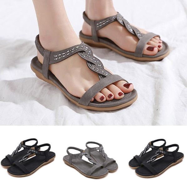 women's sandals fashion bohemian rhinestone flat clip toe elastic band shoes summer casual zapatos de mujer, Black
women's sandals fashion bohemian rhinestone flat clip toe elastic band shoes summer casual zapatos de mujer, Black