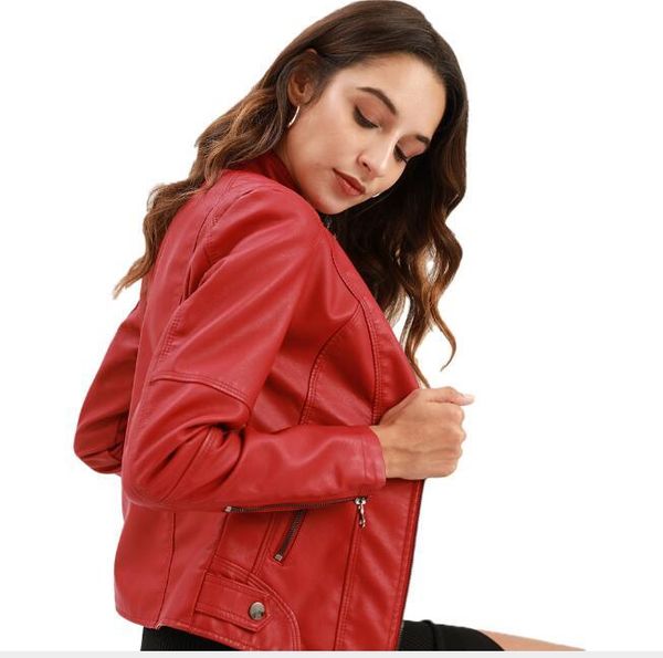 women's leather & faux 2021 autumn and winter european american women fashion slim zipper synthetic pu motorcycle jacket, Black
women's leather & faux 2021 autumn and winter european american women fashion slim zipper synthetic pu motorcycle jacket, Black