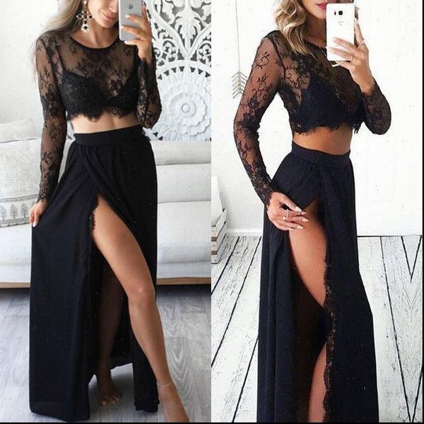 2pcs formal prom women tracksuits long skirt evening party maxi dress sleeve lace t shirts set, Gray
2pcs formal prom women tracksuits long skirt evening party maxi dress sleeve lace t shirts set, Gray