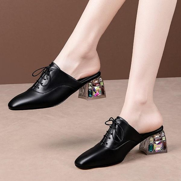 slippers mljuese 2021 women soft cow leather rome style summer square toe lace up crystal heel sandals party dress wedding, Black
slippers mljuese 2021 women soft cow leather rome style summer square toe lace up crystal heel sandals party dress wedding, Black