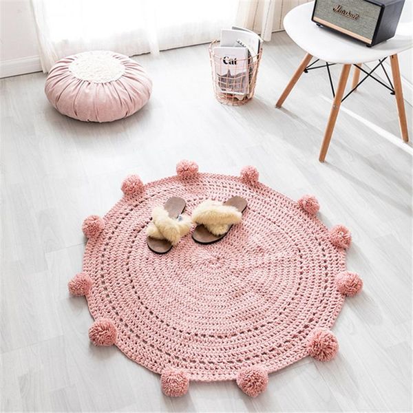 cotton pink carpet round rug hand woven pastoral modern soft bedside mat nordic style children kid play carpets
cotton pink carpet round rug hand woven pastoral modern soft bedside mat nordic style children kid play carpets