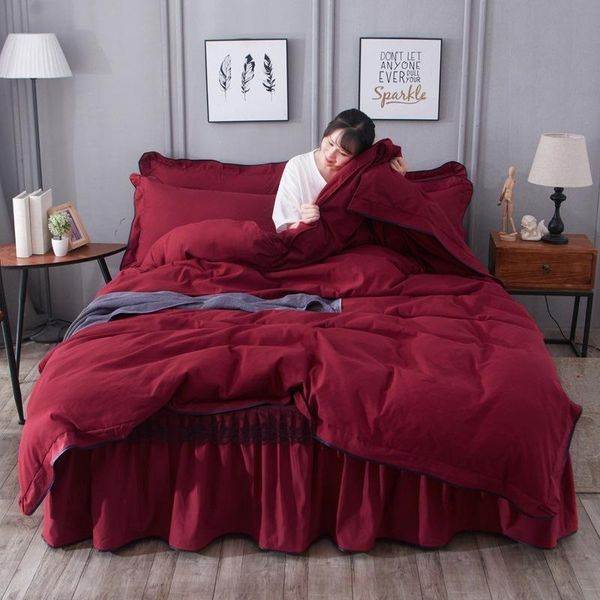 duvet cover set plant cashmere bed skirt 4pcs sanding korean princess style wine red solid color double single bedding sets
duvet cover set plant cashmere bed skirt 4pcs sanding korean princess style wine red solid color double single bedding sets