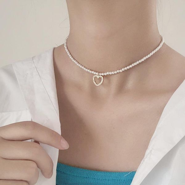 pendant necklaces fashion crystal heart-shaped necklace exquisite wedding pearl beads chain choker jewelry romantic valentine's day gif, Silver
pendant necklaces fashion crystal heart-shaped necklace exquisite wedding pearl beads chain choker jewelry romantic valentine's day gif, Silver