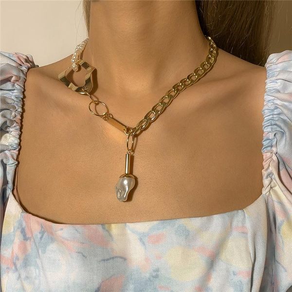 pendant necklaces irregular geometry iron sheet link chain choker necklace baroque imitation pearl for women jewelry gifts, Silver
pendant necklaces irregular geometry iron sheet link chain choker necklace baroque imitation pearl for women jewelry gifts, Silver