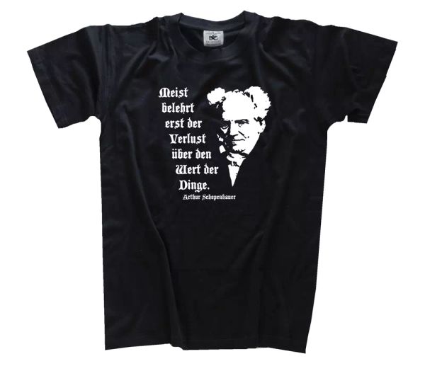 arthur schopenhauer-usually taught only the loss of the value t-shirt s-3xl, White;black
arthur schopenhauer-usually taught only the loss of the value t-shirt s-3xl, White;black