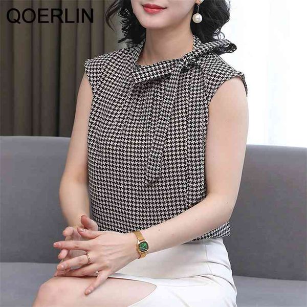 s-3xl korean bowknot chiffon vest sleeveless shirts fashion houndstooth temperament check blouse femme 210601, White
s-3xl korean bowknot chiffon vest sleeveless shirts fashion houndstooth temperament check blouse femme 210601, White