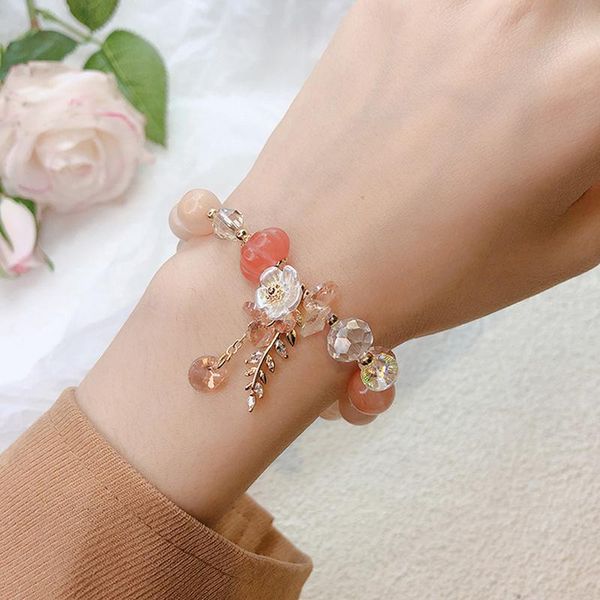 link, chain flower leaf stone beads strand bracelets for women girls fashion jewelry, Black
link, chain flower leaf stone beads strand bracelets for women girls fashion jewelry, Black