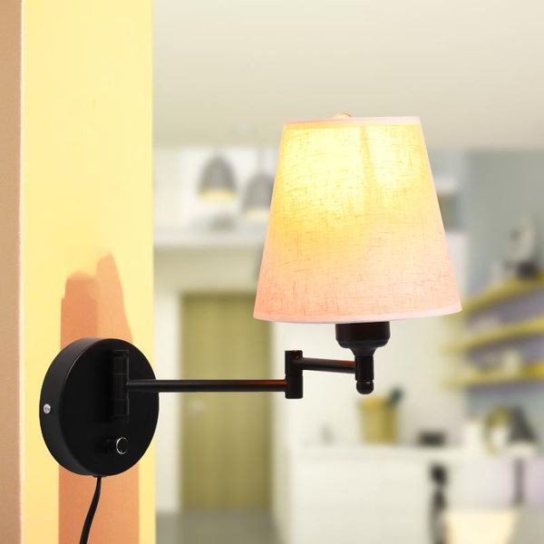 wall lamp 2pcs light swinging arm e27 socket with linen lampshade plug-in or mounted installation for bedroom living room
wall lamp 2pcs light swinging arm e27 socket with linen lampshade plug-in or mounted installation for bedroom living room