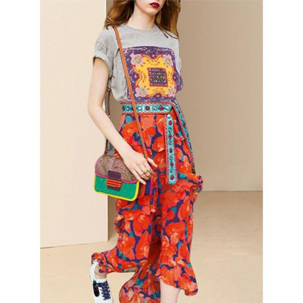 summer women's t-shirt printed skirt casual fashion outfits women age reduction two-piece set two piece pants, White
summer women's t-shirt printed skirt casual fashion outfits women age reduction two-piece set two piece pants, White