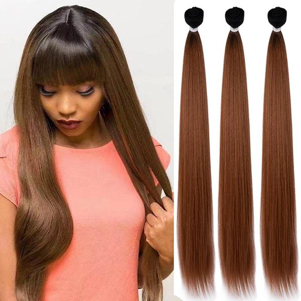 human ponytails straight hair bundles bone heat resistant ombre brown 36 inch brazilian weave extensions, Black
human ponytails straight hair bundles bone heat resistant ombre brown 36 inch brazilian weave extensions, Black