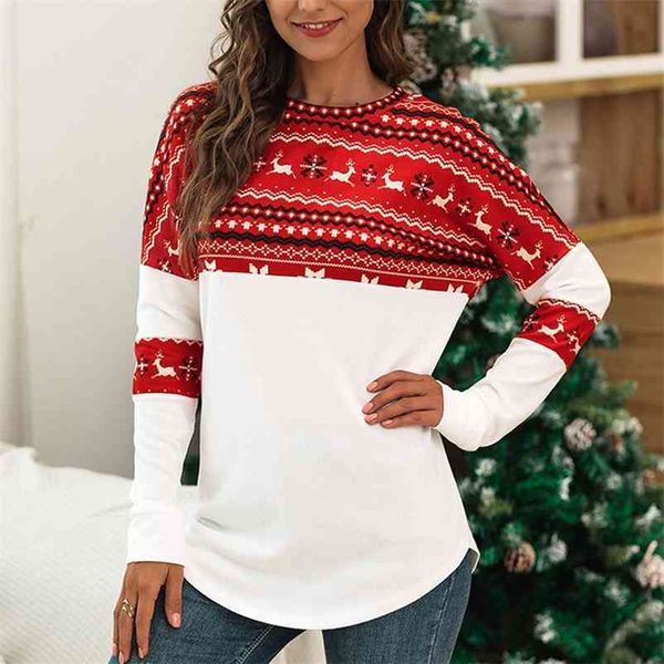 women christmas splice printed t-shirt sweater round neck long sleeve casual t-shirt h9 210401, White
women christmas splice printed t-shirt sweater round neck long sleeve casual t-shirt h9 210401, White