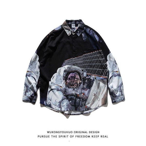 autumn street astronaut print long sleeve men's fashion brand nasa casual couple shirt, Black
autumn street astronaut print long sleeve men's fashion brand nasa casual couple shirt, Black