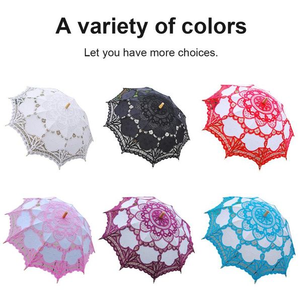 umbrellas lace parasol umbrella wedding elegant cotton embroidery ivory white/black/red/pink/blue/purple 6 colors
umbrellas lace parasol umbrella wedding elegant cotton embroidery ivory white/black/red/pink/blue/purple 6 colors