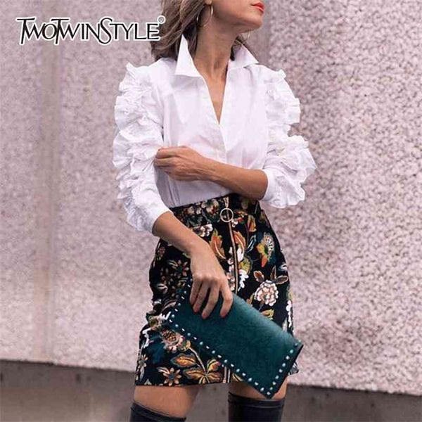 twotwinstyle ruffles blouse female lapel collar patchwork long sleeve white shirt for ladies spring ol vintage clothes 210401
twotwinstyle ruffles blouse female lapel collar patchwork long sleeve white shirt for ladies spring ol vintage clothes 210401