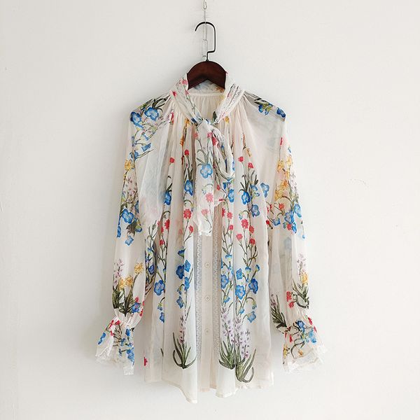 women's blouses & shirts spring summer fashion ladies floral printing chiffon bowtie sweet c686, White
women's blouses & shirts spring summer fashion ladies floral printing chiffon bowtie sweet c686, White