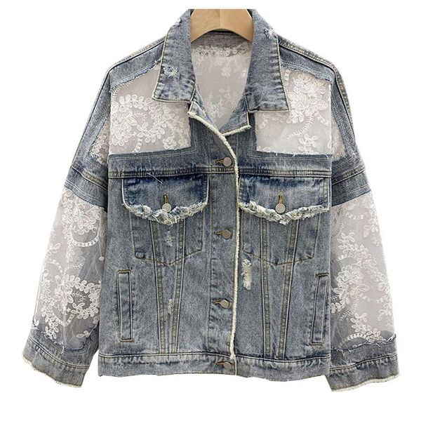 women's jackets lace embroidery hole denim jacket woman casual chic spring summer patchwork short coat long sleeve oversized thin jeans, Black;brown
women's jackets lace embroidery hole denim jacket woman casual chic spring summer patchwork short coat long sleeve oversized thin jeans, Black;brown
