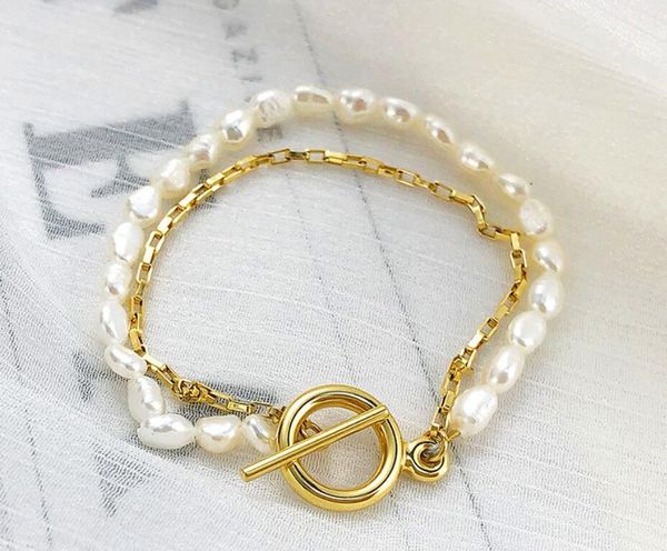 gold stainless steel box chain pearl ot buckle double charms bracelet bangle 16cm for women girls, Black
gold stainless steel box chain pearl ot buckle double charms bracelet bangle 16cm for women girls, Black