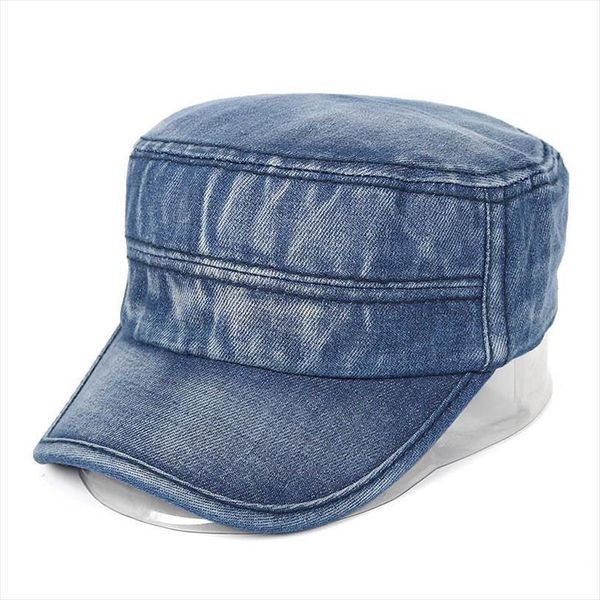 men military cap cotton summer navy denim flat hat cadet hats for dad caps, Blue;gray
men military cap cotton summer navy denim flat hat cadet hats for dad caps, Blue;gray