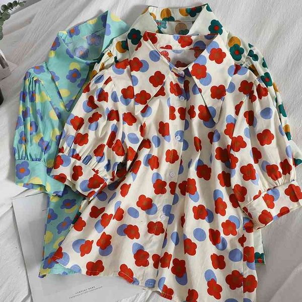 women's blouses & shirts womens sweet flower short bubble sleeved single-breasted lapel joker casual floral print cotton shirt top, White
women's blouses & shirts womens sweet flower short bubble sleeved single-breasted lapel joker casual floral print cotton shirt top, White