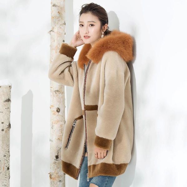women's fur & faux real coat women hooded winter jacket 100% wool coats plus size korean collar loose manteau femme y-12 kj3183, Black
women's fur & faux real coat women hooded winter jacket 100% wool coats plus size korean collar loose manteau femme y-12 kj3183, Black