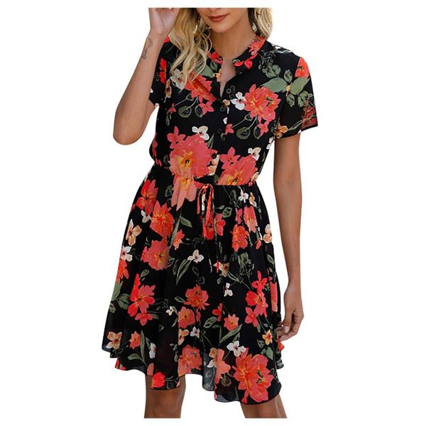 casual dresses ladies non-positioning printed small high collar button dress print, Black;gray
casual dresses ladies non-positioning printed small high collar button dress print, Black;gray