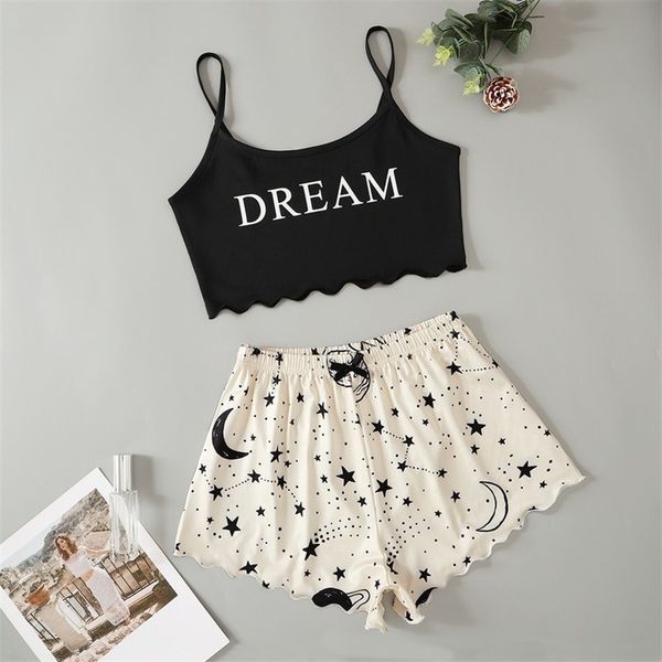 sleepwear home suit summer v neck pyjamas women pijama femme spaghetti strap loose print lovely nightie 210330, Black;red
sleepwear home suit summer v neck pyjamas women pijama femme spaghetti strap loose print lovely nightie 210330, Black;red