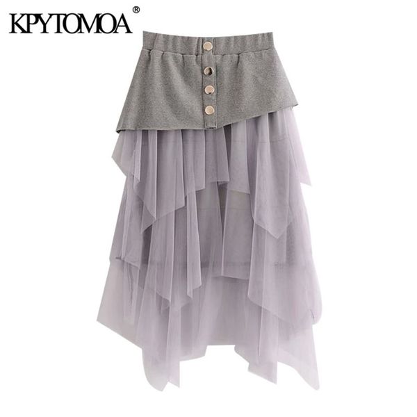 women chic fashion tulle patchwork asymmetrical midi skirt high elastic waist with lining female skirts 210420, Black
women chic fashion tulle patchwork asymmetrical midi skirt high elastic waist with lining female skirts 210420, Black