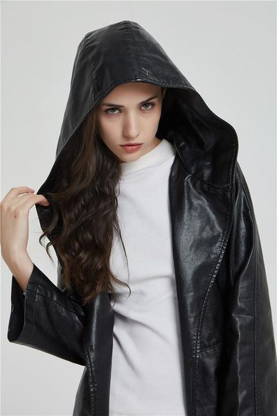 women's leather & faux autumn and winter fur mid length pu slim hooded micro trumpet sleeve fashionable windbreaker, Black
women's leather & faux autumn and winter fur mid length pu slim hooded micro trumpet sleeve fashionable windbreaker, Black