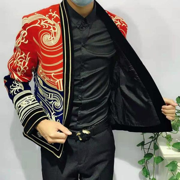 men's suits & blazers heavy embroidery men suit blazer night mens slim fit jacket baroque stage costumes for singers, White;black
men's suits & blazers heavy embroidery men suit blazer night mens slim fit jacket baroque stage costumes for singers, White;black