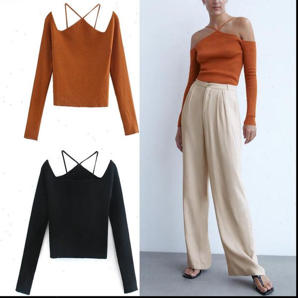 za women shirts off shoulders knit cut out exposed straps long sleeve knitted shirt fashion backless woman, White
za women shirts off shoulders knit cut out exposed straps long sleeve knitted shirt fashion backless woman, White
