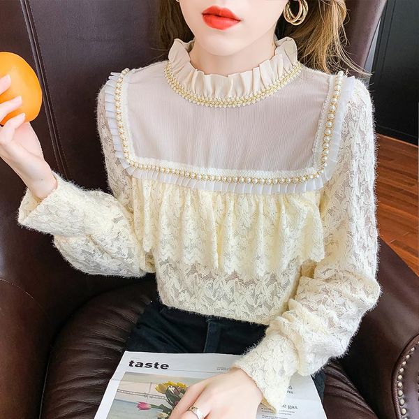 women's blouses & shirts coigarsam blouse women cute patchwork lace puff sleeve stand neck hollow out pleated beading blusas womens an, White
women's blouses & shirts coigarsam blouse women cute patchwork lace puff sleeve stand neck hollow out pleated beading blusas womens an, White