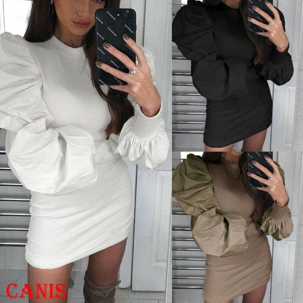 women's casual knit bodycon solid sweater dress empire waistline turtleneck long puff sleeve jumper pencil dresses, Black;gray
women's casual knit bodycon solid sweater dress empire waistline turtleneck long puff sleeve jumper pencil dresses, Black;gray