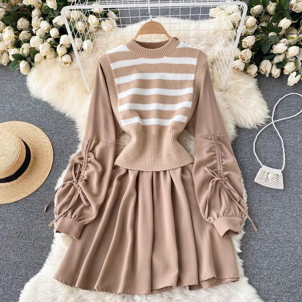 casual dresses pinkou women sweet mini dress two piece set bow tie long sleeve knitted vest autumn elegant chic mujer qa456, Black;gray
casual dresses pinkou women sweet mini dress two piece set bow tie long sleeve knitted vest autumn elegant chic mujer qa456, Black;gray