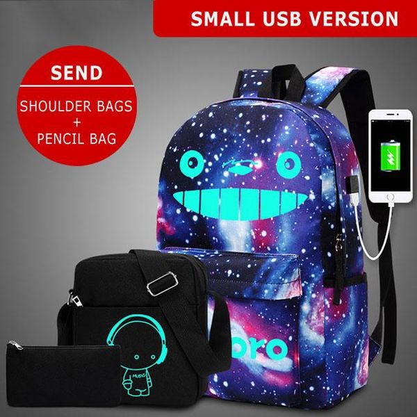 backpack children school bags animation luminous oxford for girls boy large capacity usb charge mochila