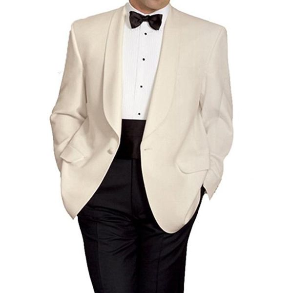 men's suits & blazers 2021 classic style men shawl lapel two piece wedding groom tuxedos one button ivory jacket black pants, White;black
men's suits & blazers 2021 classic style men shawl lapel two piece wedding groom tuxedos one button ivory jacket black pants, White;black