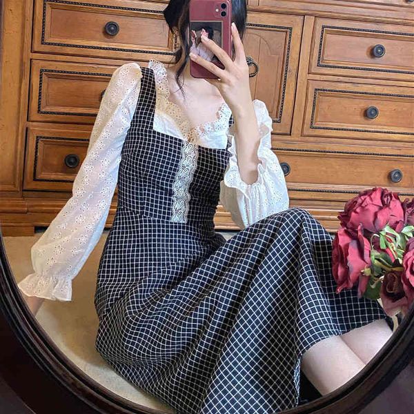 casual dresses french vintage women elegant plaid midi sweet party long sleeve lace dress korean autumn chic 4jar, Black;gray
casual dresses french vintage women elegant plaid midi sweet party long sleeve lace dress korean autumn chic 4jar, Black;gray