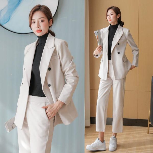women's two piece pants office lady pantsuits 2021 autumn winter woolen warm 2 pieces setup women elegant ol double breasted th, White
women's two piece pants office lady pantsuits 2021 autumn winter woolen warm 2 pieces setup women elegant ol double breasted th, White