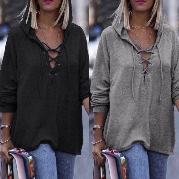 women's blouses & shirts 2021 fashion v-neck casual long sleeve hoodies solid bandage sweatshirts, White
women's blouses & shirts 2021 fashion v-neck casual long sleeve hoodies solid bandage sweatshirts, White