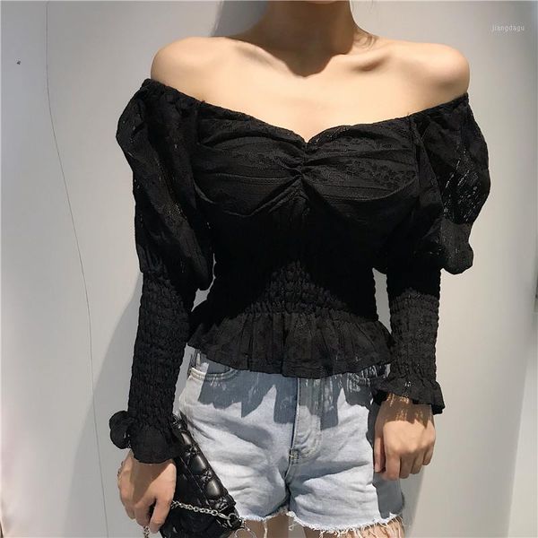 women's blouses & shirts kawaii style korean version chic 2021 autumn chiffon shirt wave vintage puff sleeve elastic waist off shoulder, White
women's blouses & shirts kawaii style korean version chic 2021 autumn chiffon shirt wave vintage puff sleeve elastic waist off shoulder, White