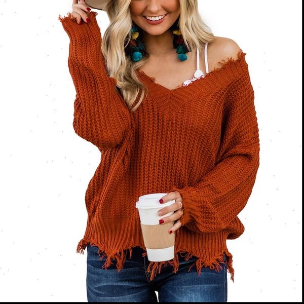 fashion off the shoulder women sweater v neck autumn fringe knitted jumper long sleeve pullover knitwear, White;black 
fashion off the shoulder women sweater v neck autumn fringe knitted jumper long sleeve pullover knitwear, White;black