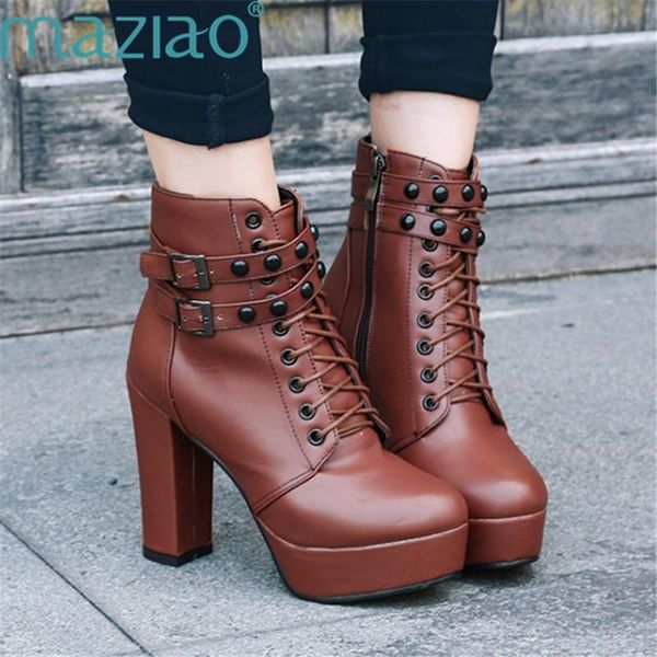 boots motorcycle shoes fashion women square heel platforms round toe pu leather buckle maziao, Black
boots motorcycle shoes fashion women square heel platforms round toe pu leather buckle maziao, Black