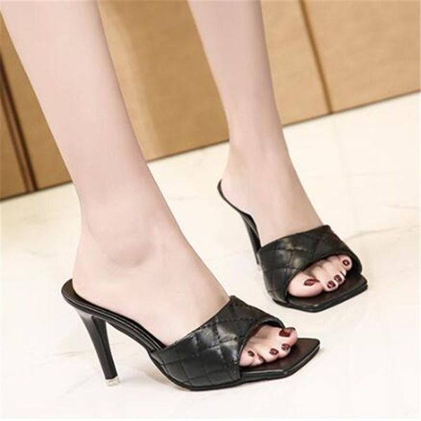 slippers woman peep toe quilted mule high heel summer fashion slip on thin heels 9cm slides women mules plus size 35-44, Black
slippers woman peep toe quilted mule high heel summer fashion slip on thin heels 9cm slides women mules plus size 35-44, Black