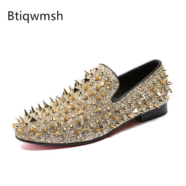 dress shoes gold bling spiked men round toe rivet studded sequined flat for man slip on party male, Black
dress shoes gold bling spiked men round toe rivet studded sequined flat for man slip on party male, Black
