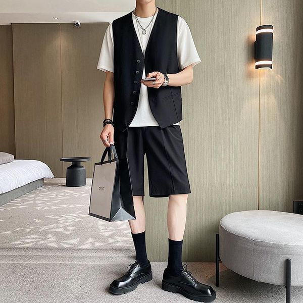 men's vests vest male women business dress sleeveless suit coat waistcoat men korean streetwear fashion casual loose blazer, Black;white
men's vests vest male women business dress sleeveless suit coat waistcoat men korean streetwear fashion casual loose blazer, Black;white