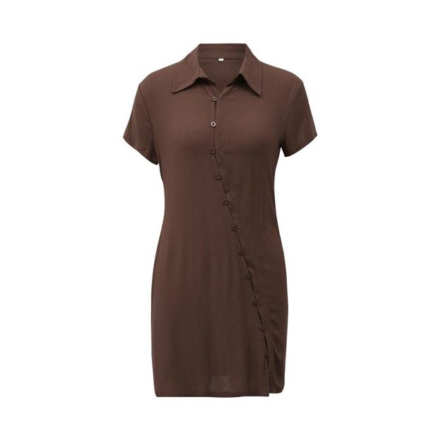casual dresses women close-fitting slit dress solid color short sleeve turn-down collar white/ brown, Black;gray
casual dresses women close-fitting slit dress solid color short sleeve turn-down collar white/ brown, Black;gray