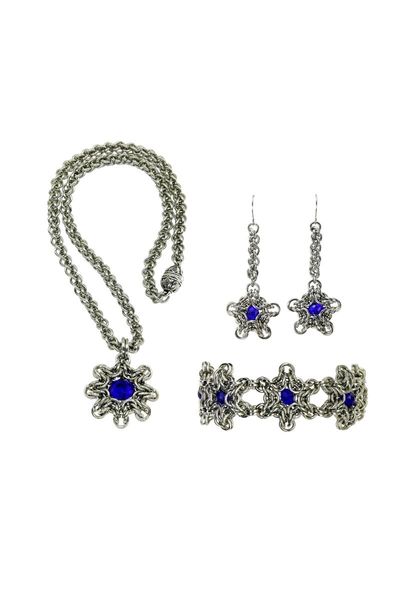 earrings & necklace women's fashion jewelry blue stone knitted chain bracelet jewelery sets, Silver
earrings & necklace women's fashion jewelry blue stone knitted chain bracelet jewelery sets, Silver